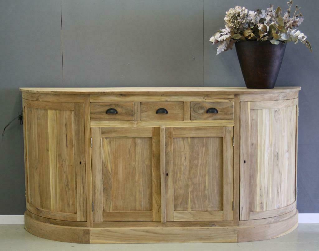 Teak dressoir met ronde hoeken; Indoteak, Ophalen, Met deur(en), 150 tot 200 cm, Teakhout