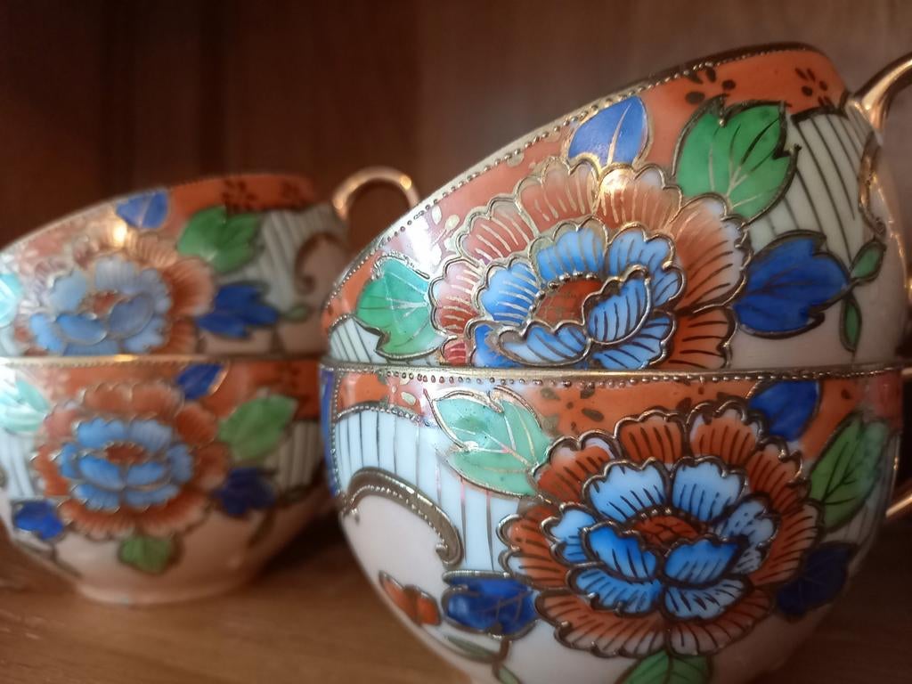 Prachtig Kutani Japans theeservies (1920)., Antiek en Kunst, Antiek | Servies compleet, Ophalen of Verzenden