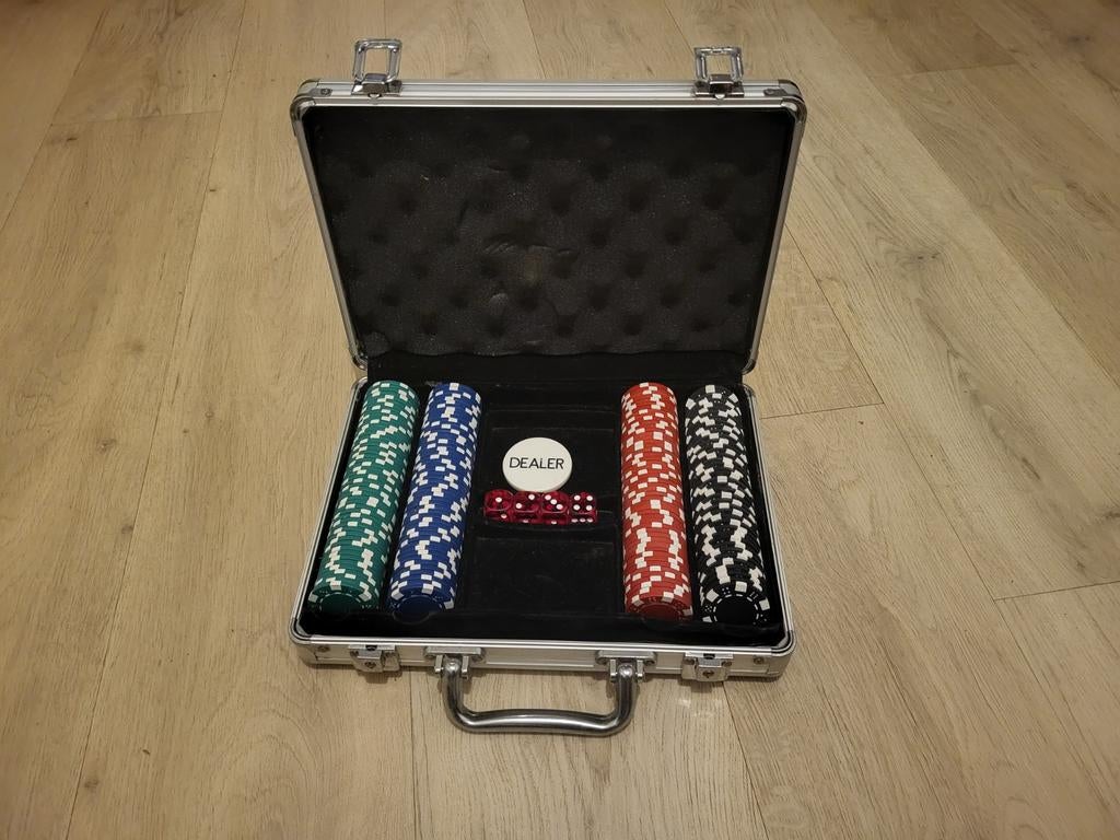 Poker Chips Set in Koffer, Vijf spelers of meer, Ophalen of Verzenden, Zo goed als nieuw