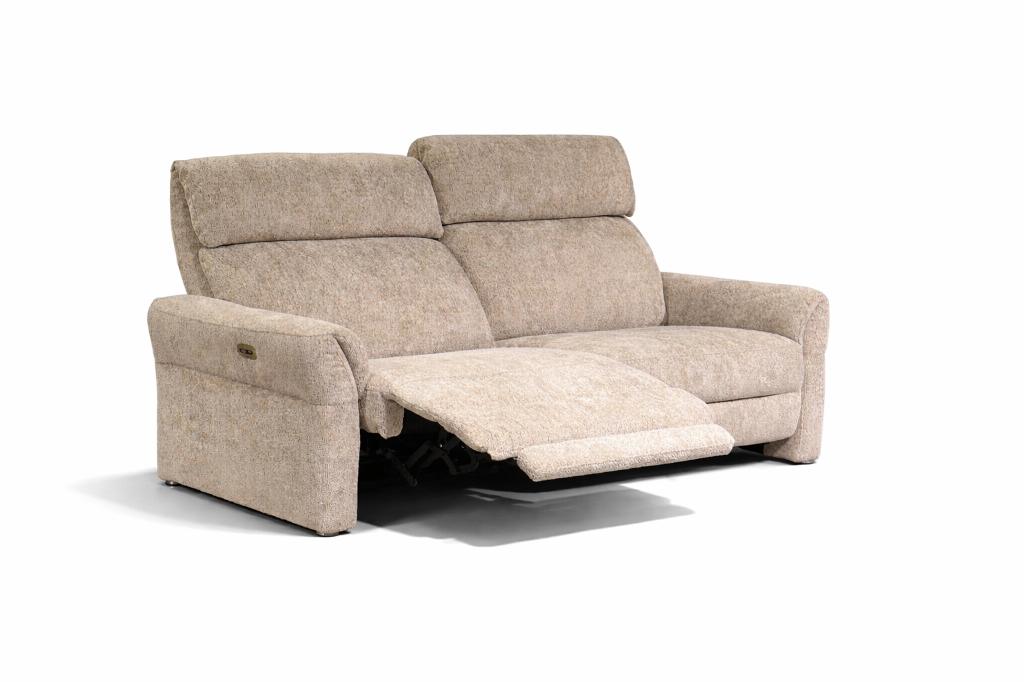 Luxe comfort relaxbank met twee relaxen! Stof beige, Huis en Inrichting, Banken | Bankstellen, Comfort, 150 tot 200 cm, 75 tot 100 cm