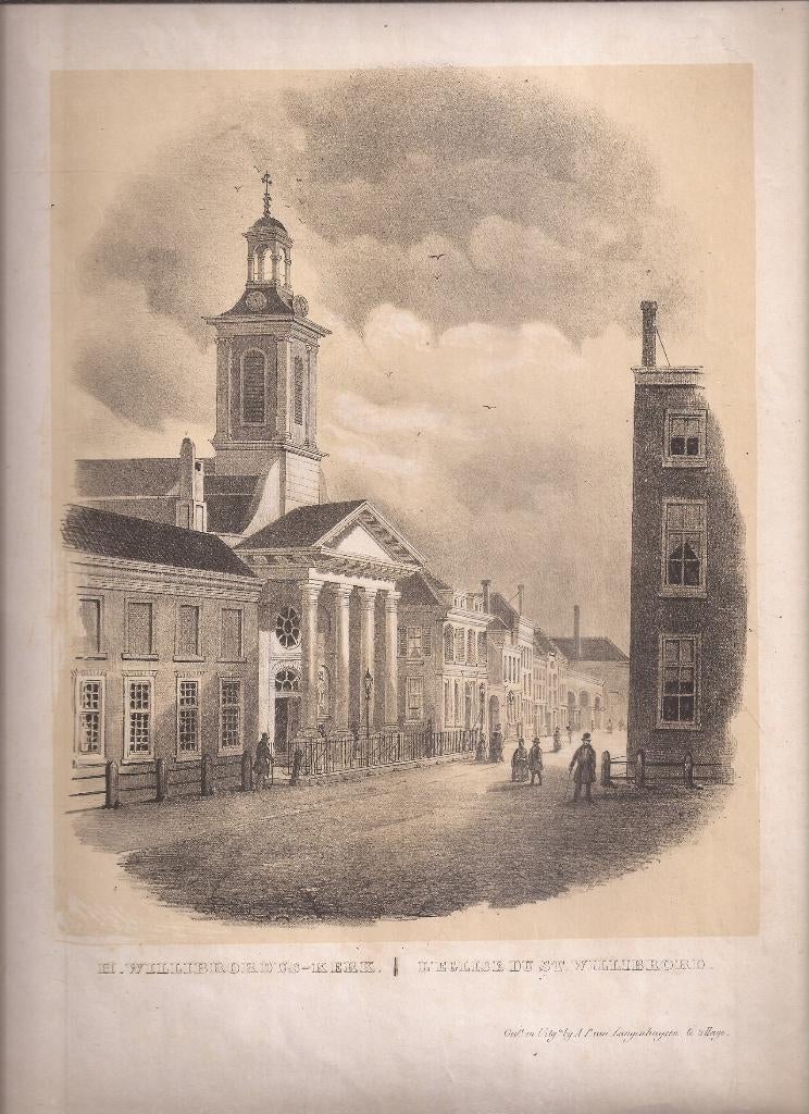 H.Willibrordus-Kerk | L'Eglise du St Willibrord Litho ca1850, Antiek en Kunst, Ophalen of Verzenden