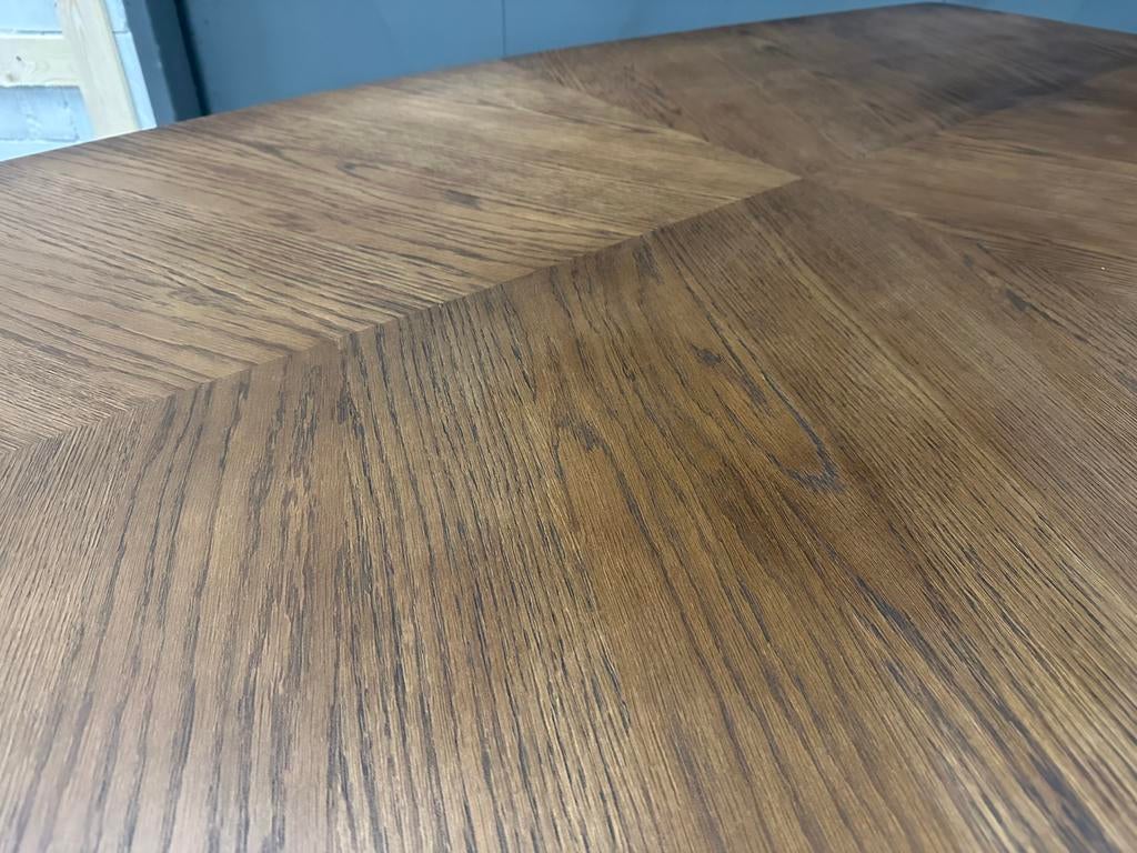Eettafel l bruin fineer l deens ovaal l 220x100 l NIEUW, 100 tot 150 cm, 200 cm of meer, Ophalen of Verzenden, Zo goed als nieuw