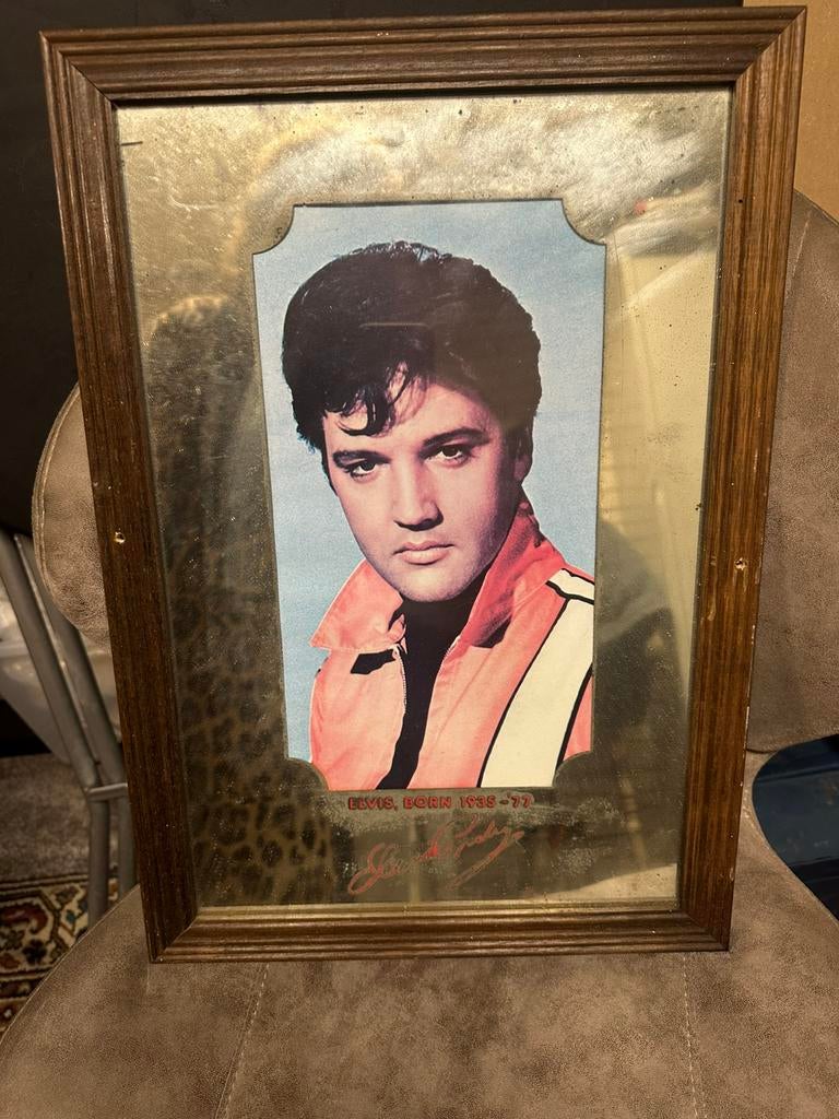 Spiegel met elvis presley erop, Antiek en Kunst, Ophalen, Rechthoekig, Minder dan 50 cm, Minder dan 100 cm