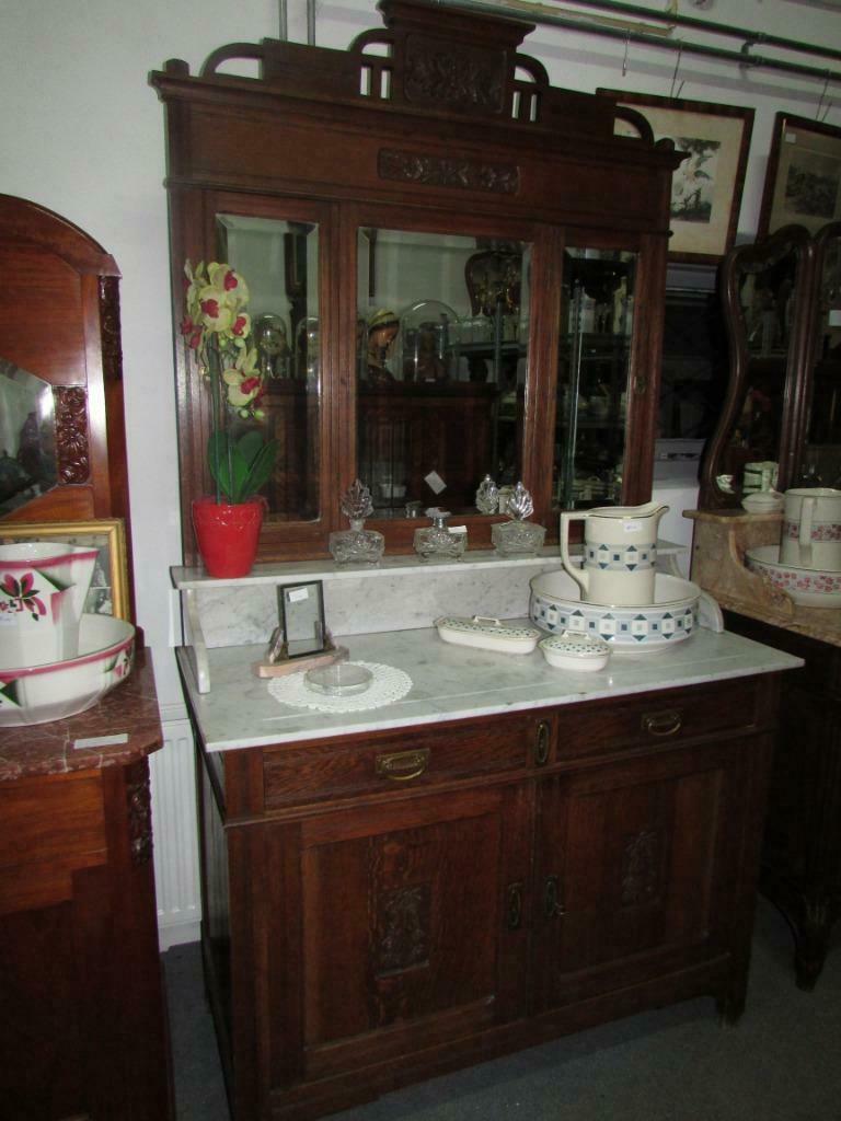 antieke eiken commode kaptafel met 3 luik spiegel 250,00, Ophalen, 100 tot 150 cm, Eiken, Zo goed als nieuw