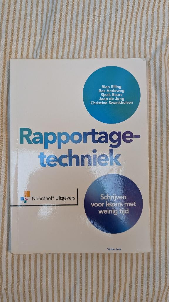 Rapportagetechniek, Boeken, Studieboeken en Cursussen, Rien Elling, Zo goed als nieuw, Beta, HBO