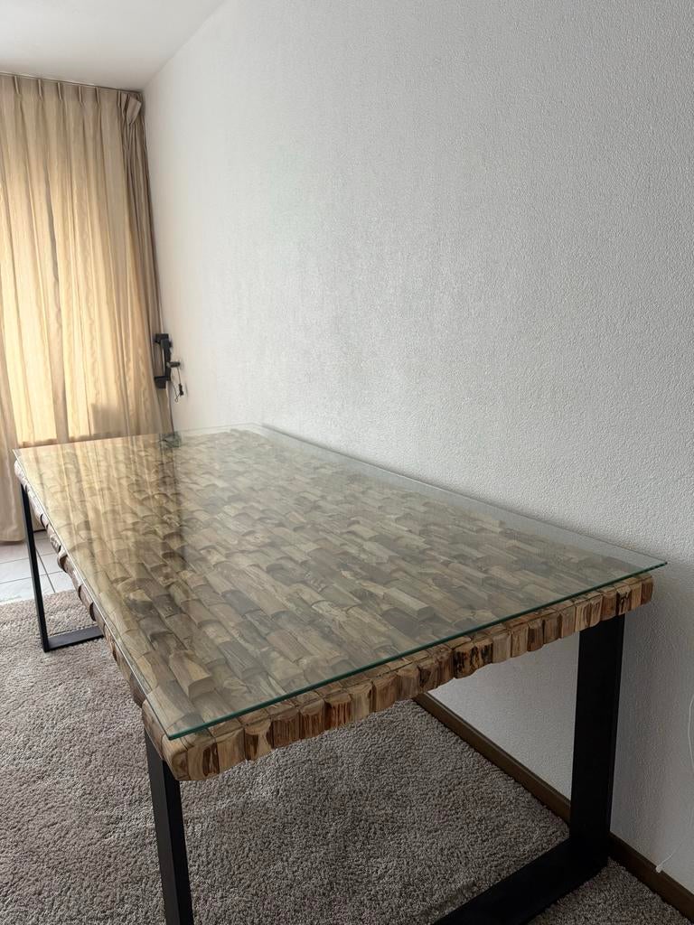 Rofra Eettafel - 210x100cm - Uniek Design, Huis en Inrichting, Tafels | Eettafels, Ophalen, 100 tot 150 cm, Eikenhout, 200 cm of meer