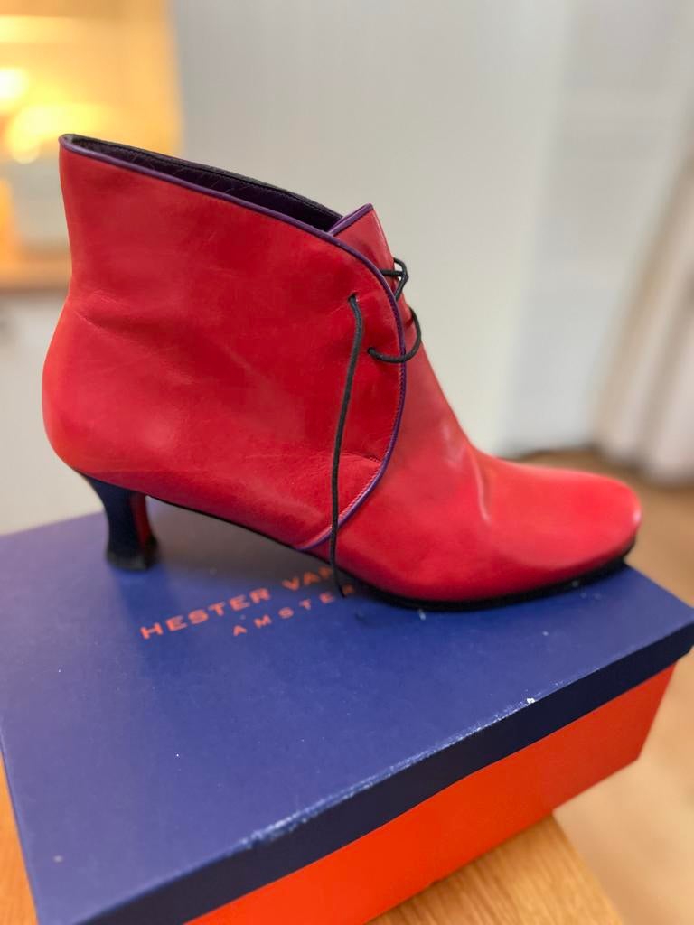 Hester van Eeghen Rode Enkellaarsjes Maat 42, Ophalen, Zo goed als nieuw, Rood, Lage of Enkellaarzen