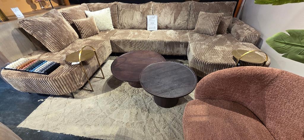 Ronde Salontafel 80 & 66 cm Bruin | Showmodel Hoge korting!, Huis en Inrichting, Tafels | Salontafels, 50 tot 100 cm, Bornsestraat 31