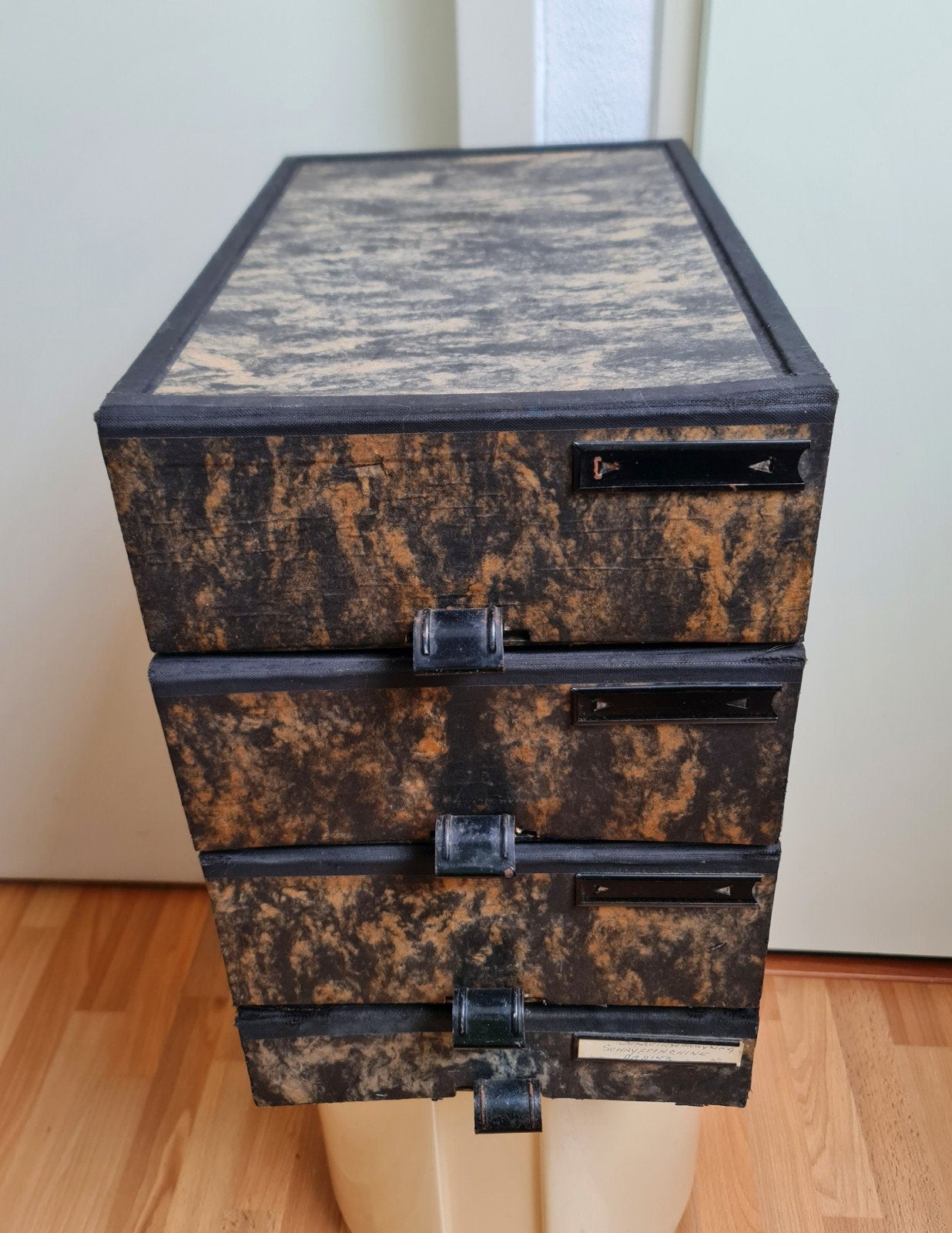 Set van 4 vintage archiefdozen NK notariskantoor stijl, Ophalen of Verzenden