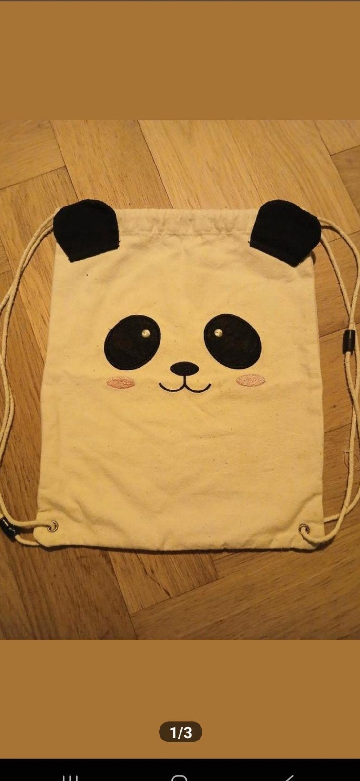 Leuke panda gymtas / rugzakje / zwemtas, katoen, Ophalen of Verzenden, Zo goed als nieuw, Wit, Rugtas
