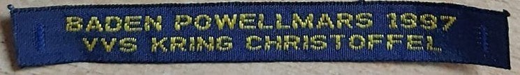 scouting naambandje BADEN POWELLMARS 1997, Ophalen of Verzenden, Nieuw, Embleem, Speld of Insigne