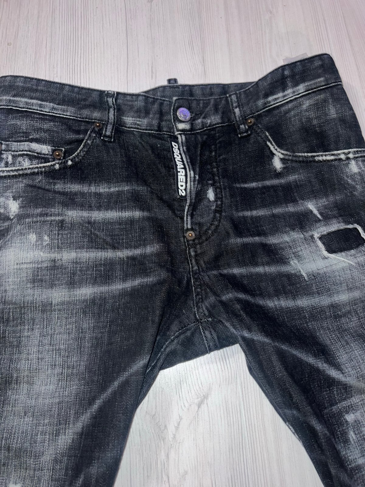 Dsquared2 Jeans - Zwart met distressed details, Ophalen, Gedragen, Zwart, W32 (confectie 46) of kleiner