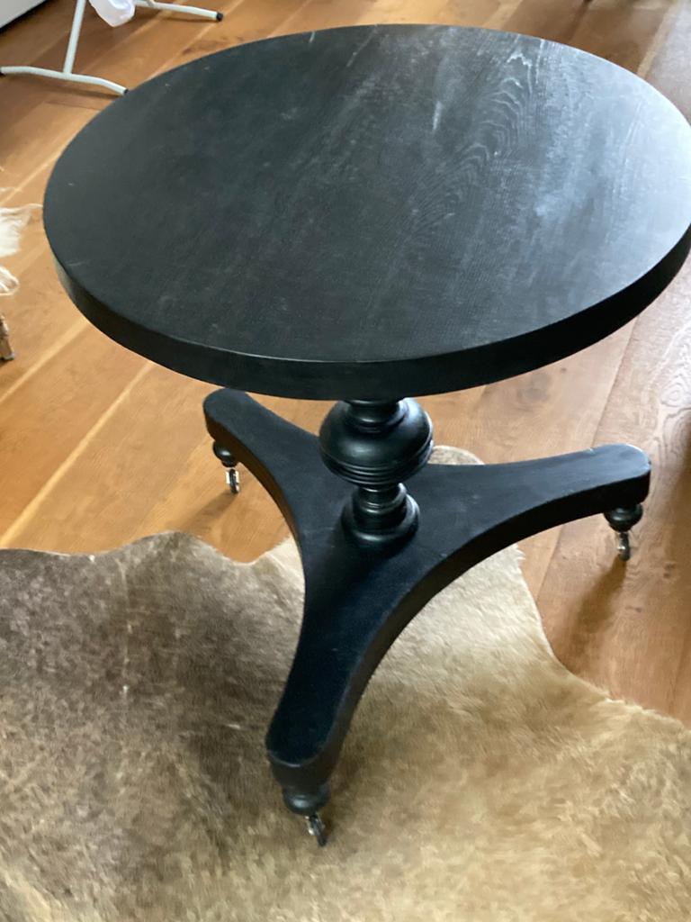 Bijzettafel antiek zwart, Ophalen, Rond, Minder dan 55 cm, 60 cm of meer