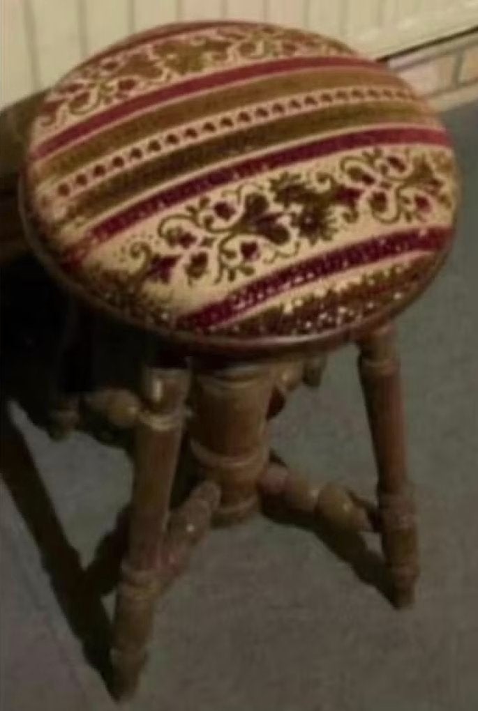 Pianokrukje, kruk, krukje mooie bekleding; fauteuil, Ophalen of Verzenden, In hoogte verstelbaar, Gebruikt, Hout
