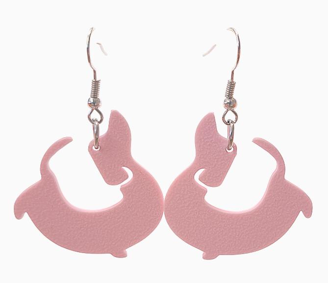 TECKEL oorbellen zacht ROZE super cute!!!!, Overige materialen, Hangers, Nieuw, Roze