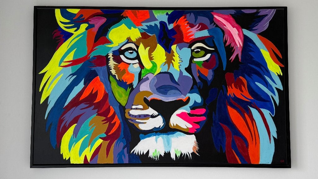 Schilderij leeuw, Ophalen, Op houten frame, Dieren