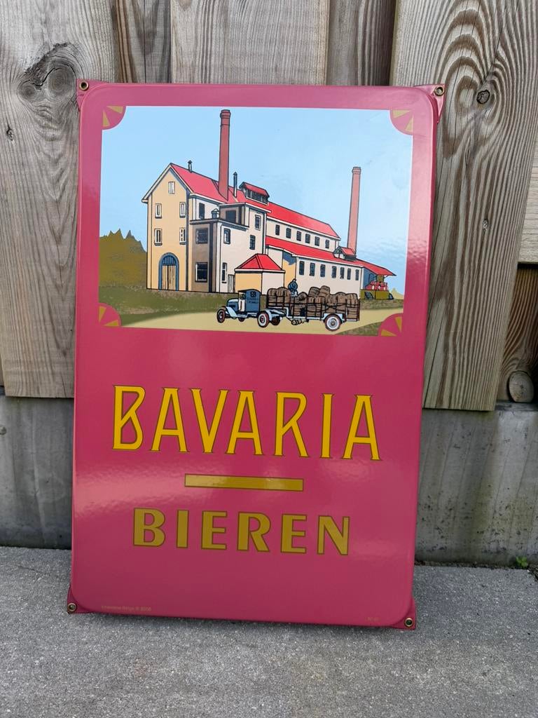 Bavaria Bieren emaille reclamebord, Verzamelen, Merken en Reclamevoorwerpen, Reclamebord, I, Ophalen of Verzenden, Zo goed als nieuw