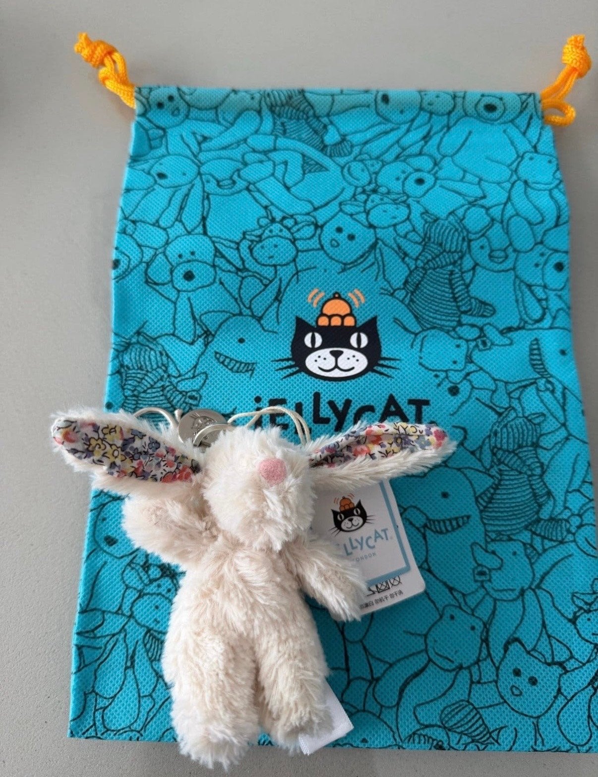Jellycat wit konijn incl.bag, Jellycat, Ophalen of Verzenden, Met kleding of accessoire, Wit