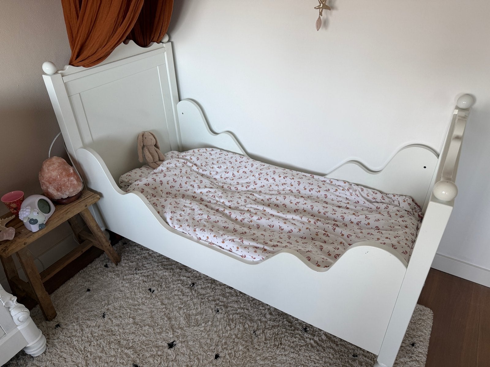 Wit kinderbed boptia met lattenbodem en matras, Ophalen, Gebruikt, 70 tot 85 cm, Lattenbodem