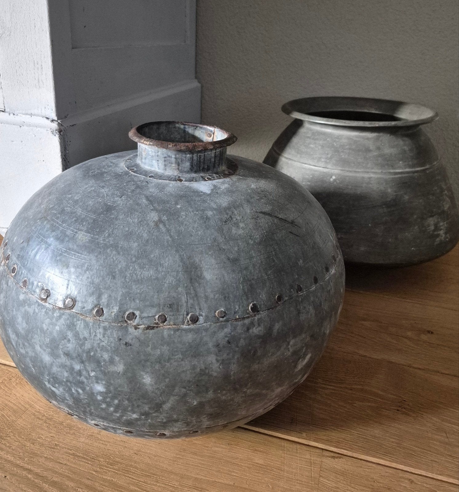 Waterkruik waterpot India metaal, 29 cm, Gebruikt, Handgemaakt, Ophalen of Verzenden