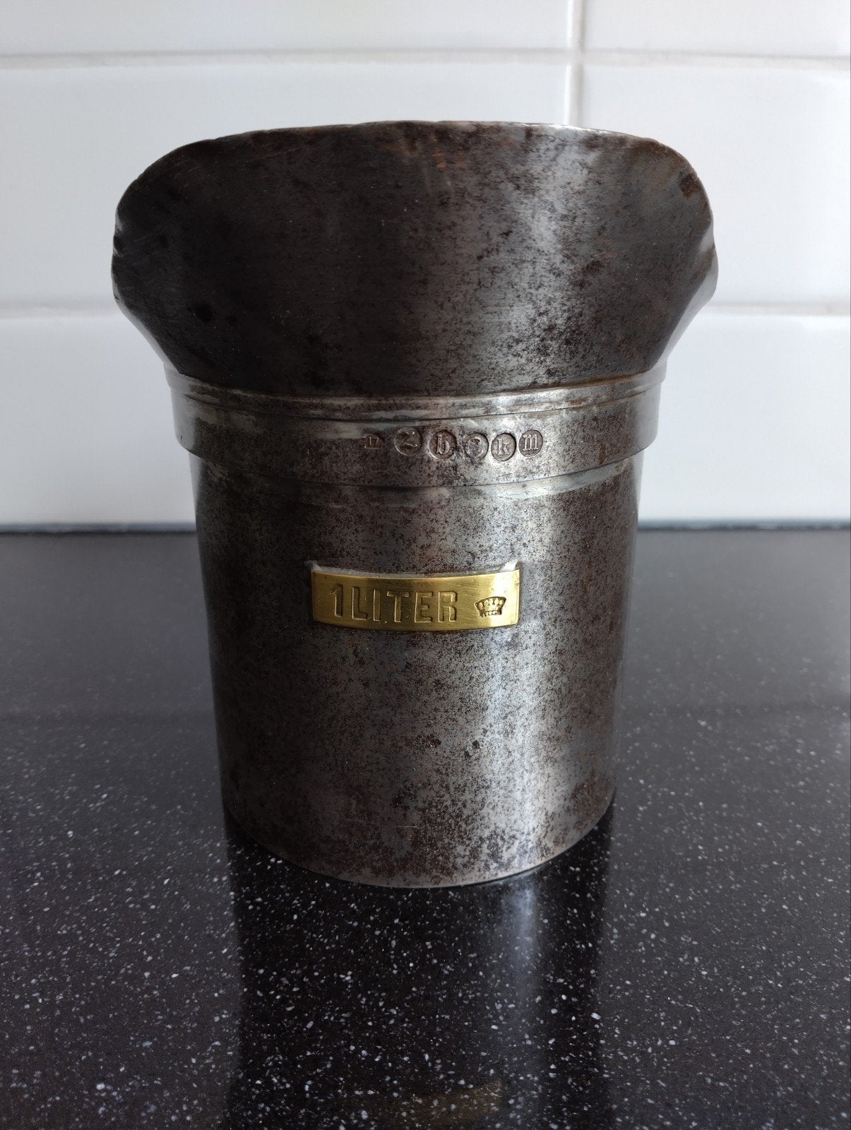 Vintage 1 Liter Maatbeker met keurmerken, Ophalen of Verzenden