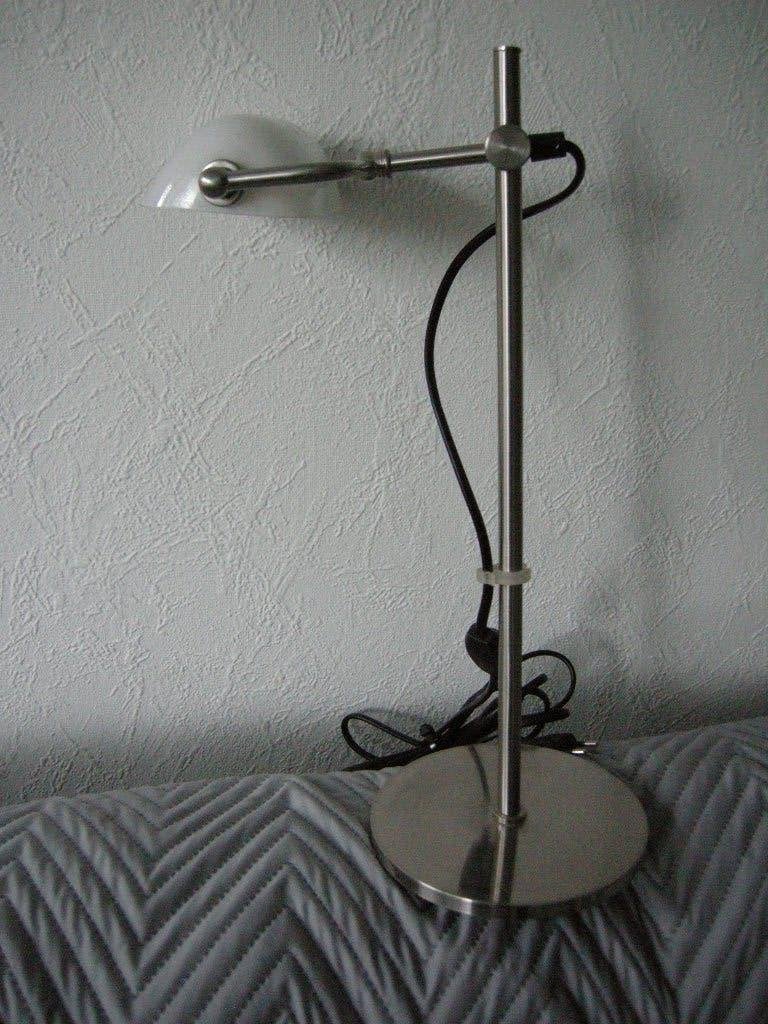 Notarislamp bankierlamp witte glas - zgan, Ophalen, Bureaulamp, Wit, Zo goed als nieuw