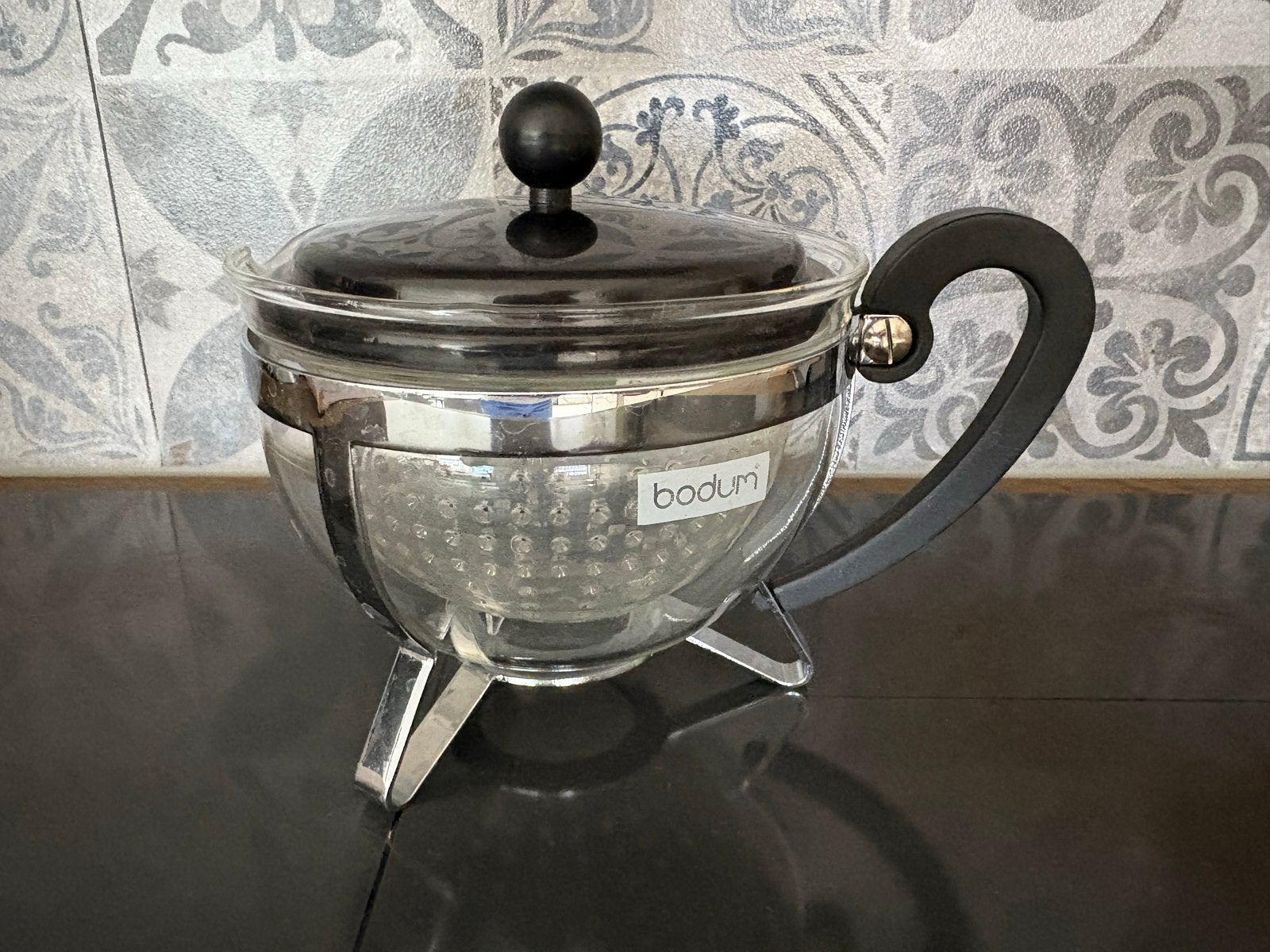 Bodum Theepot - Glazen Theepot met Filter, Bodum, Zwart, Ophalen, Theepot/fluitketel