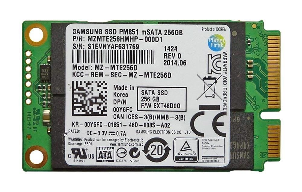 Samsung 256GB PM851 mSATA SSD 6Gb/s 3.3V MZMTE256HMHP-000D1, Intern, 256GB, Ophalen of Verzenden, Zo goed als nieuw