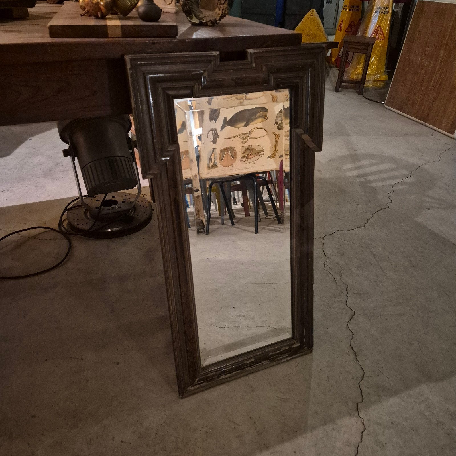Antieke Franse spiegel met houten lijst, Ophalen