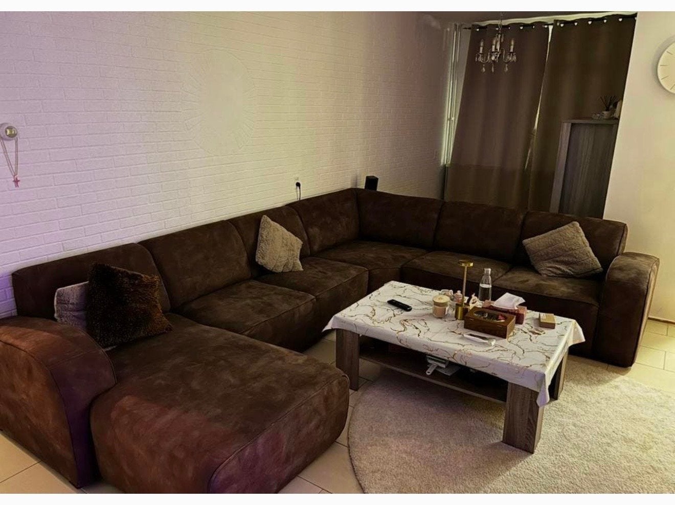 Comfortabele hoekbank met chaise longue, Ophalen, Gebruikt, Hoekbank, 300 cm of meer