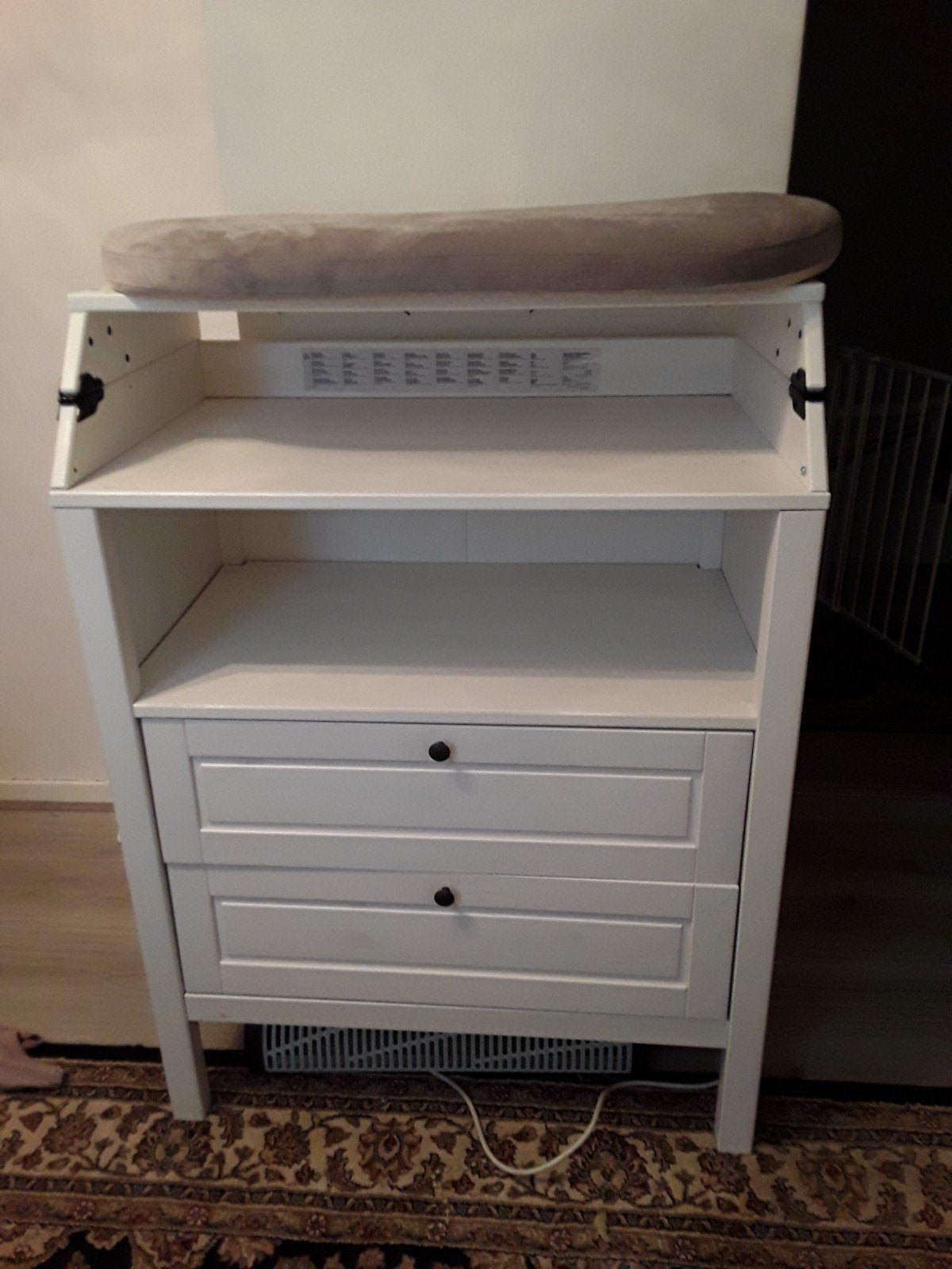 Witte commode met lades en opklapbaar blad, Ophalen, Gebruikt, 50 tot 70 cm, 75 tot 100 cm