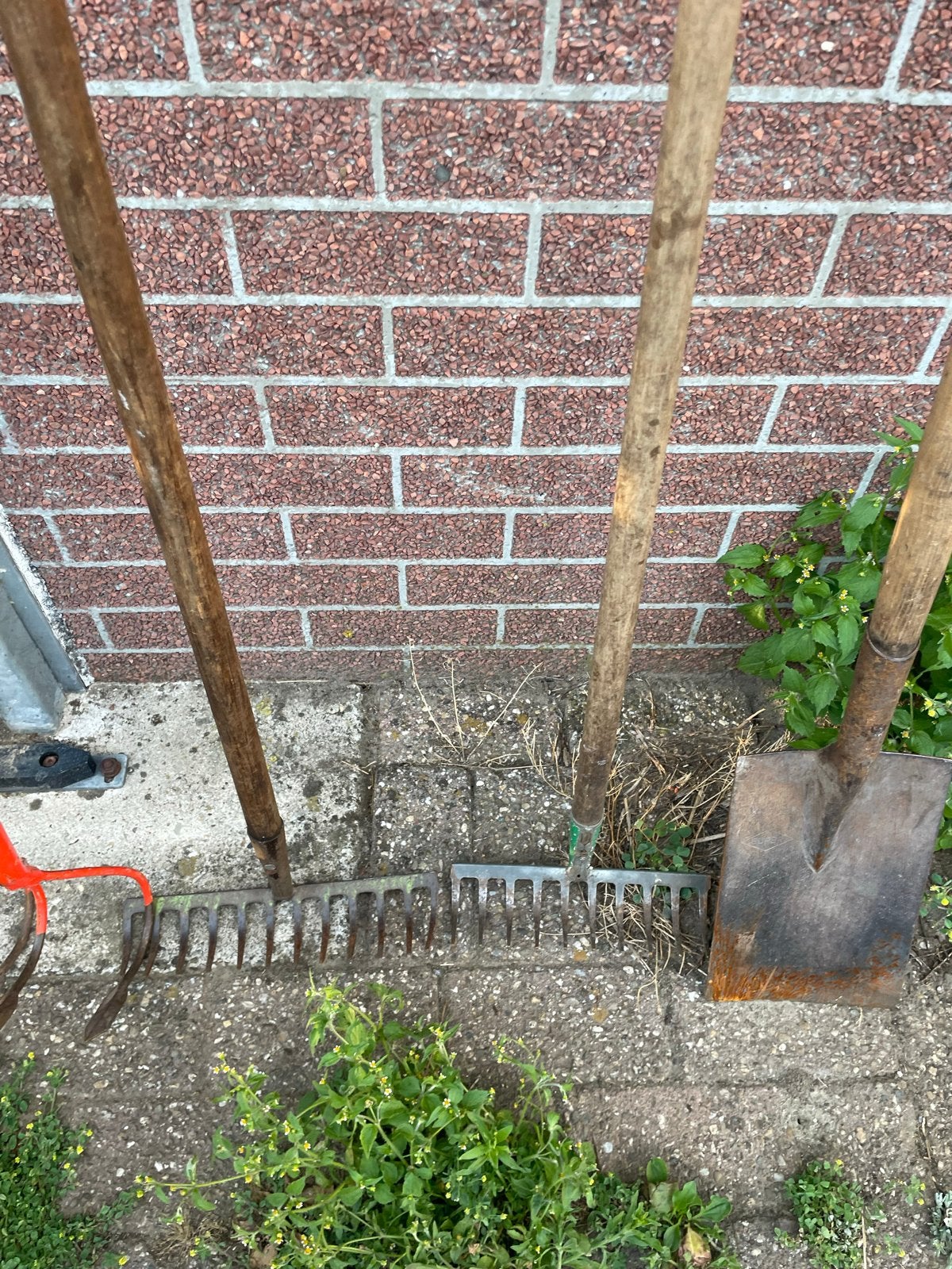 Diverse tuingereedschap: hark, schop en cultivator, Ophalen, Gebruikt, Hark