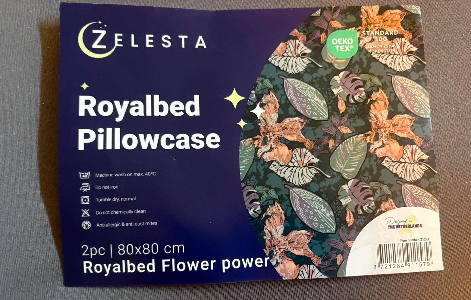 Royalbed Kussensloop 80x80 cm - Flower Power, Ophalen, Anti-allergisch, Hoeslaken of Sloop, Overige materialen