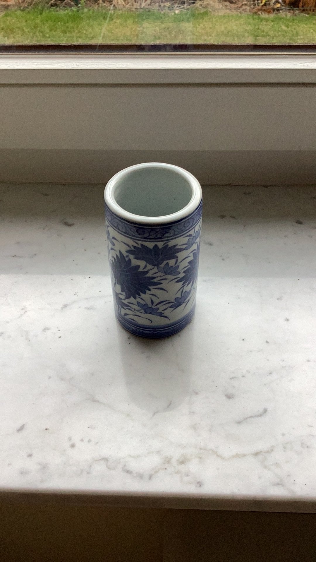 Vaasje blauw, Inclusief decoratie, Nieuw, 11 cm, Steen/keramiek