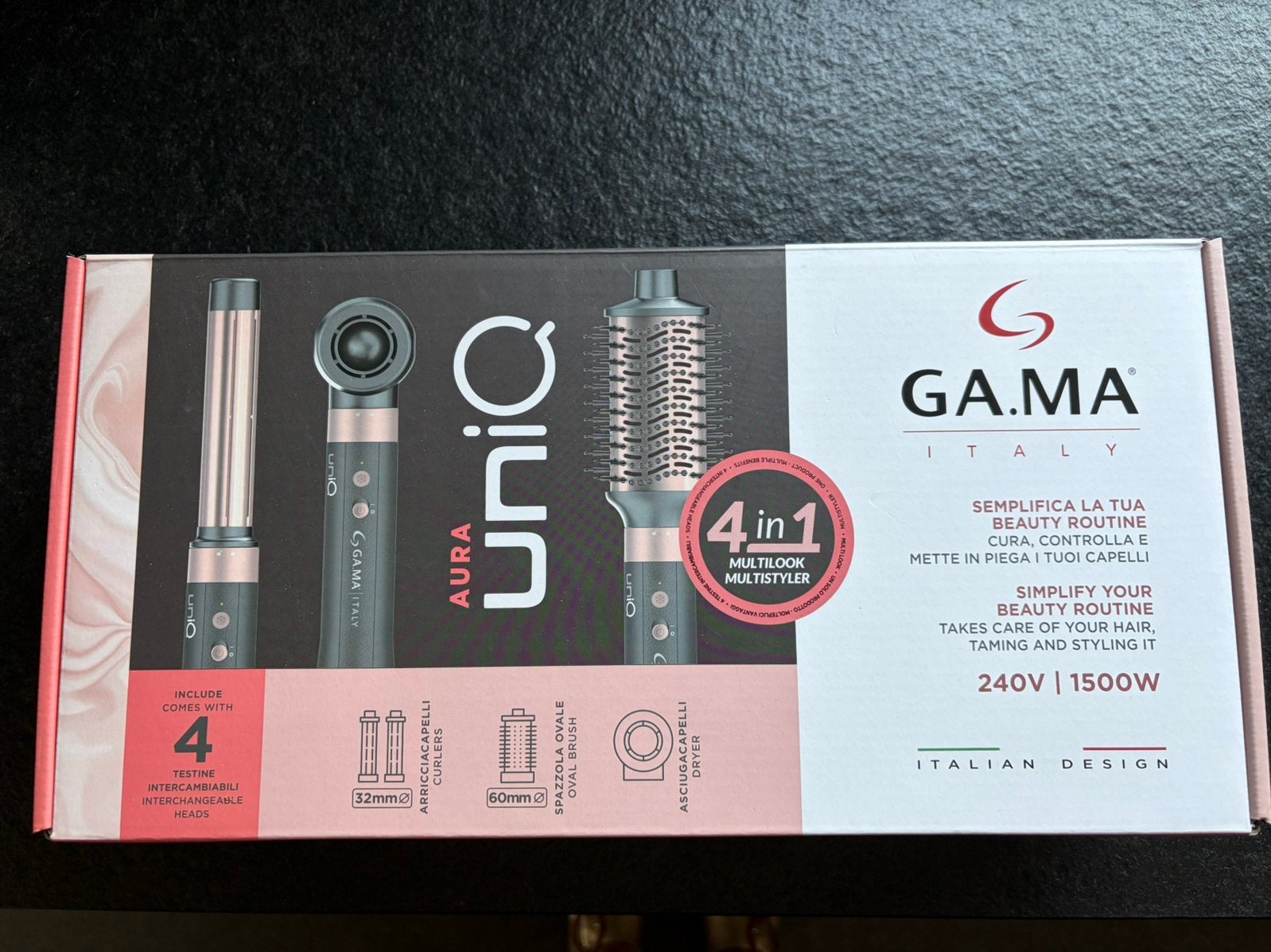GA.MA multistyler UniQ aura airflow grijs roze nieuw, Ophalen of Verzenden, Nieuw, Föhn of Haardroger