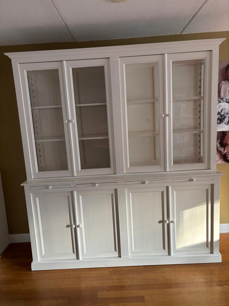 Retro vintage witte buffetkast apothekerskast vitrinekast!, Ophalen, Gebruikt, 150 tot 200 cm, Met lade(s)