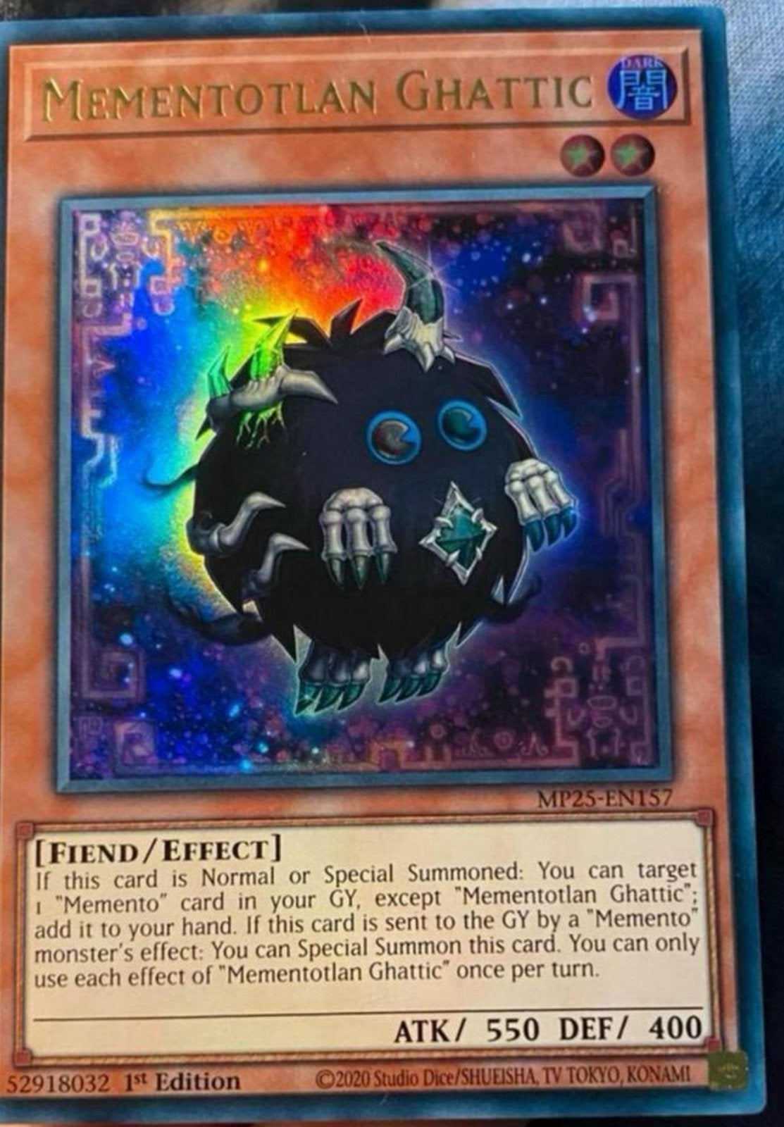 Yu-Gi-Oh! Mementotlan Ghattic MP25 1st Edition !, Ophalen of Verzenden, Zo goed als nieuw, Losse kaart, Foil