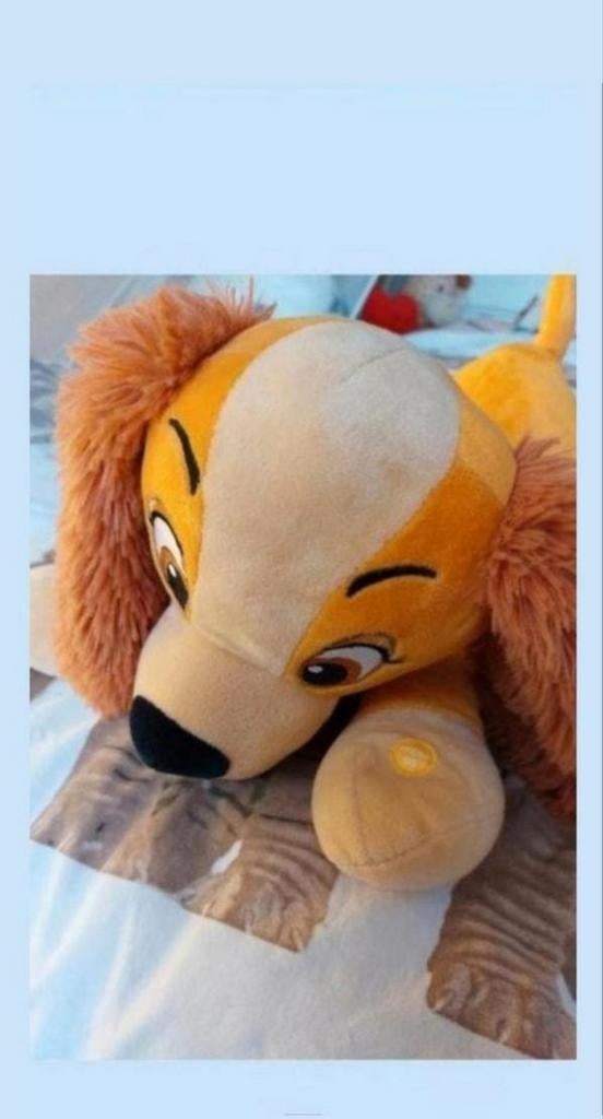 Knuffel hond, lady (van lady en de vagebond) met geluid, Ophalen of Verzenden, Zo goed als nieuw, Overige typen