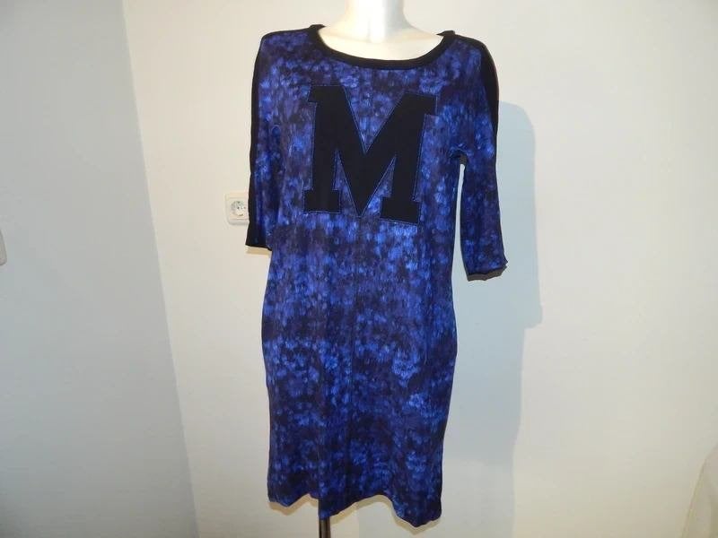 Marccain jurk kobalt zwart gevlamd M voorkant glans stikselM, Kleding | Dames, Maat 38/40 (M), Zo goed als nieuw, Knielengte, Marccain
