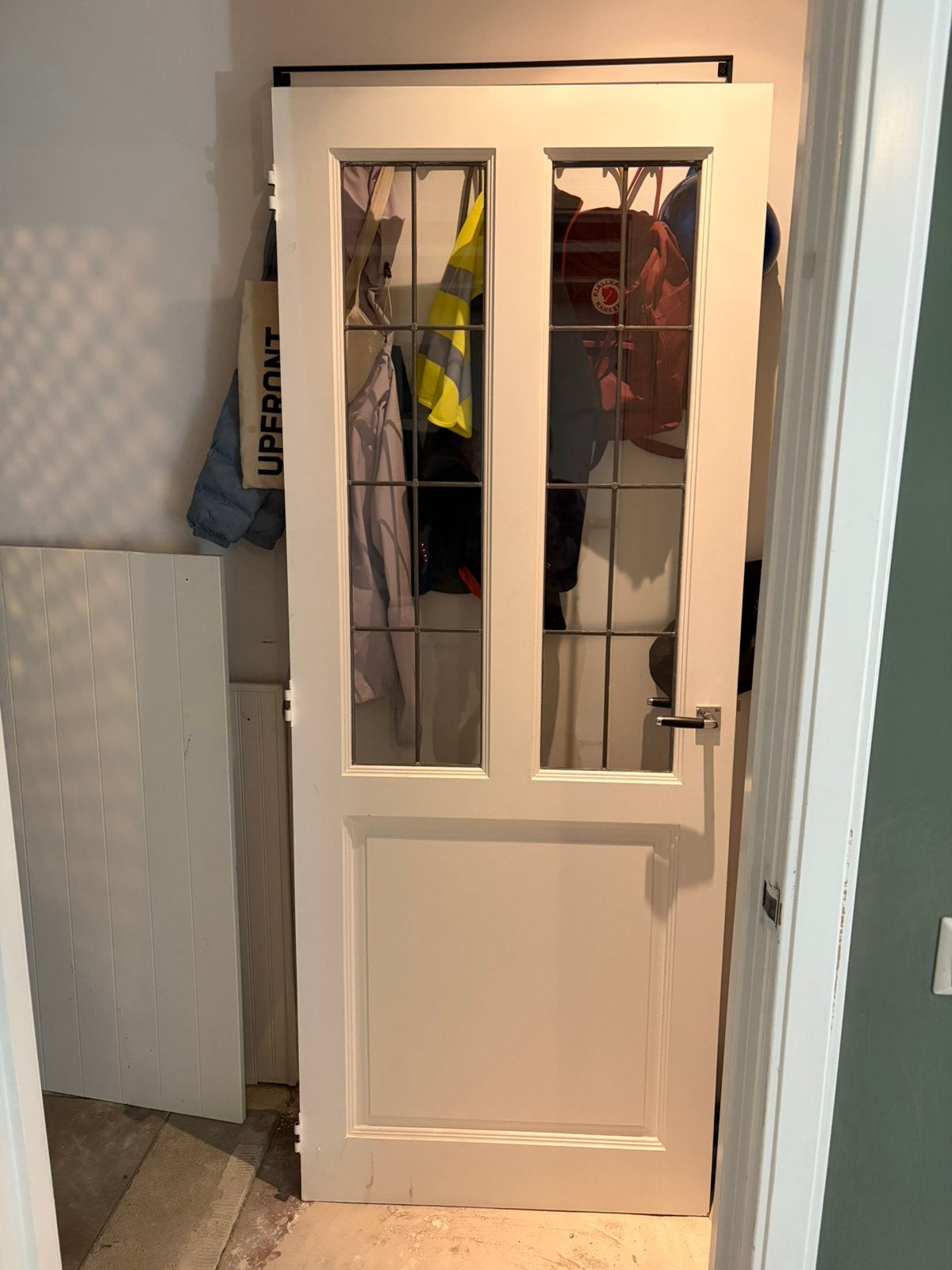 Binnendeur met glas en lood - ca 83x210,5, Doe-het-zelf en Verbouw, Gebruikt, 80 tot 100 cm, Binnendeur, Ophalen of Verzenden