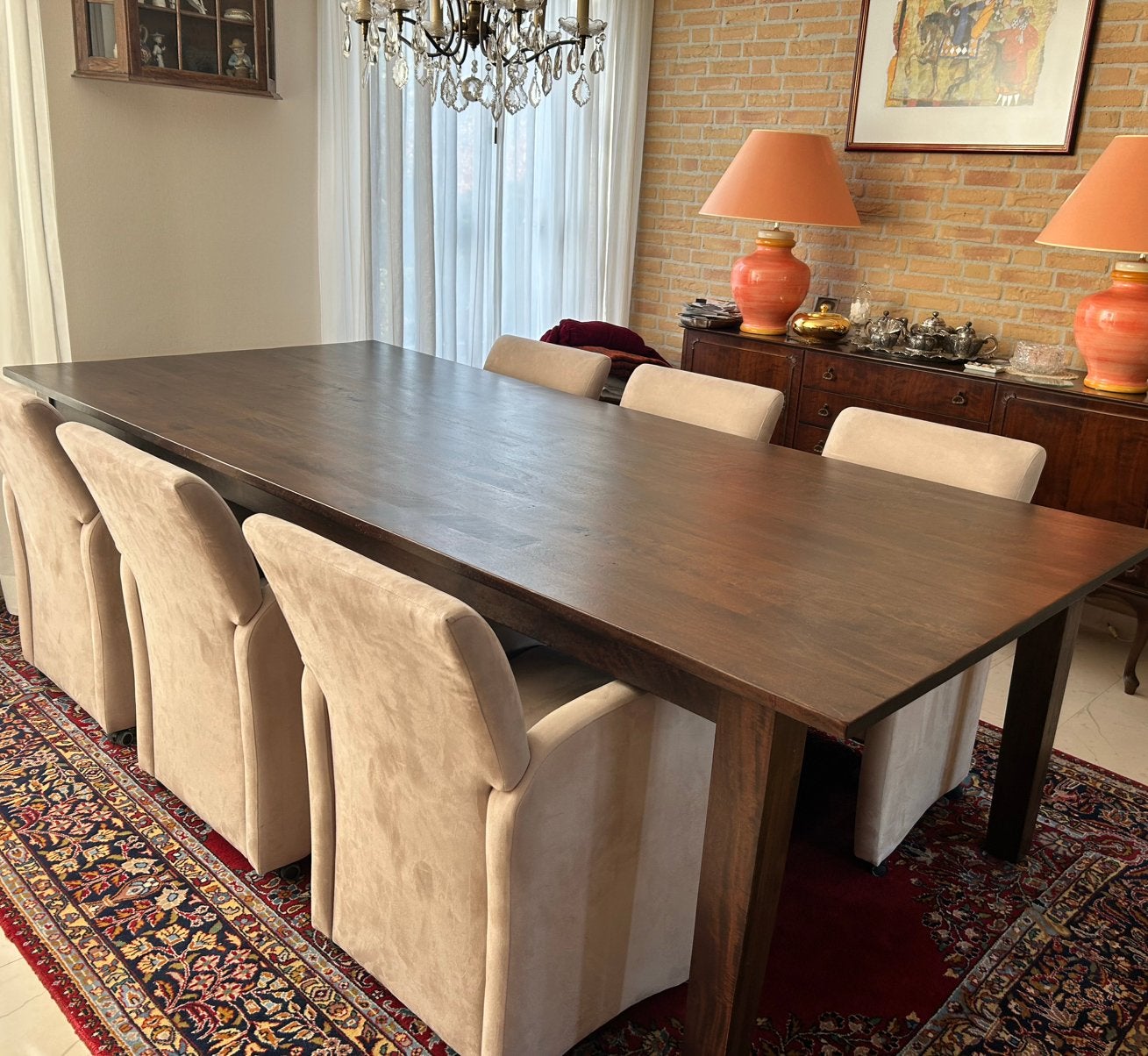 Grote massief houten eettafel (265 cm), Huis en Inrichting, Tafels | Eettafels, 100 tot 150 cm, 200 cm of meer, Ophalen of Verzenden