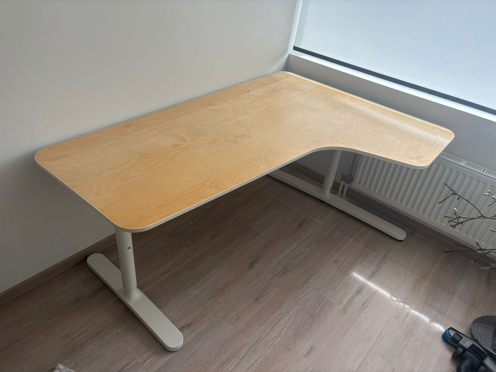 IKEA hoekbureau, licht hout, wit onderstel, Ophalen, Gebruikt, Hout, Hoekbureau