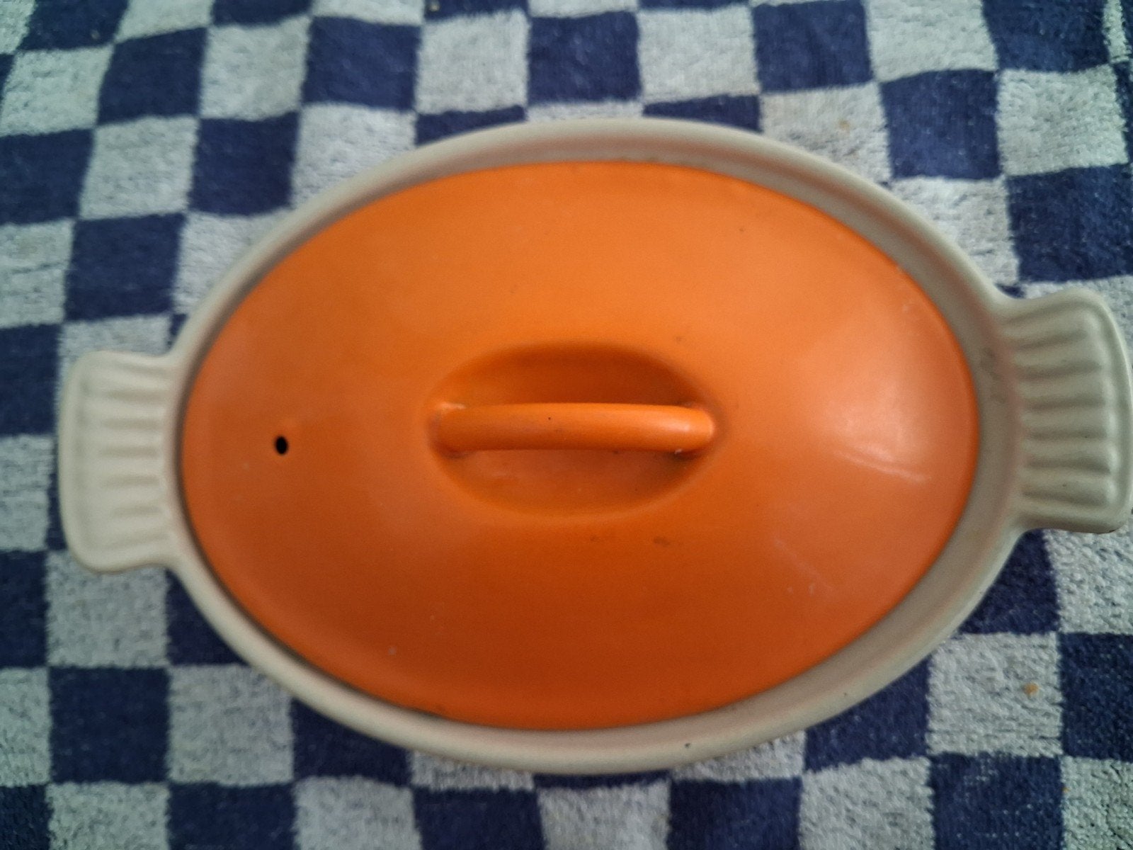 Le Creuset vintage mini braadpan 18cm oranje, Gebruikt, Verzenden, Le Creuset, Met deksel