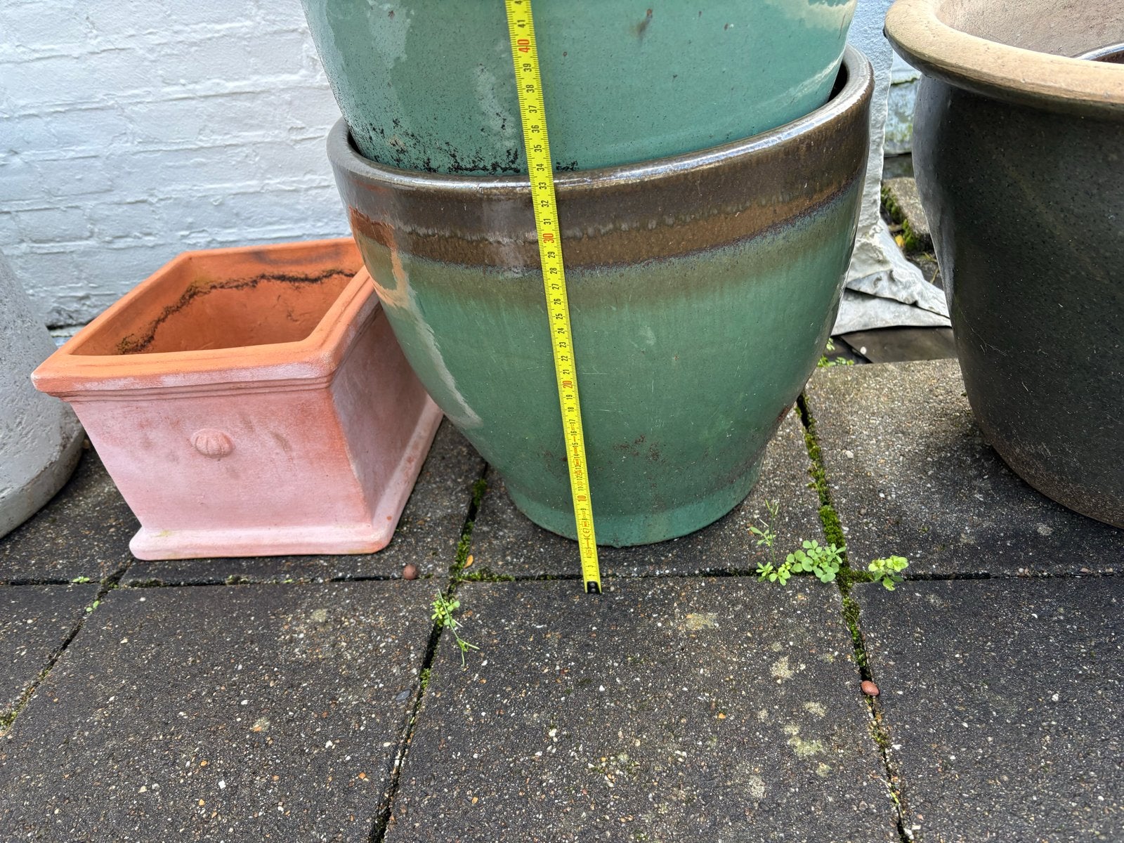 Set van 3: 2 Grote en 1 Kleine Bloempot, Ophalen, Overige materialen, Gebruikt, Rond