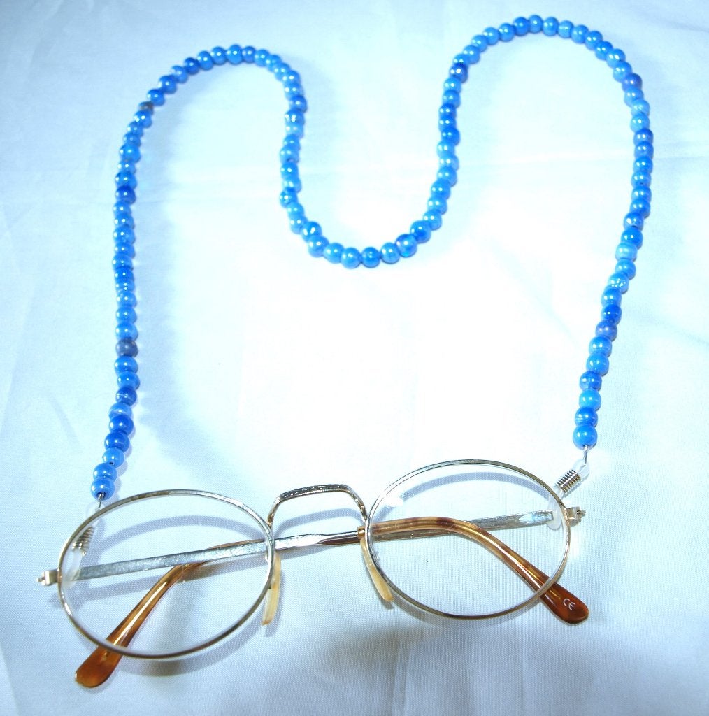 brilkoordje van blauwe kralen 65 cm lang, Ophalen of Verzenden, Nieuw