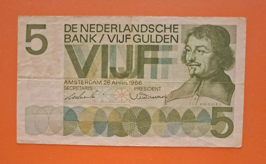 Bankbiljet 5 gld 1966 Invulserie Z, blauwe UV , cat. PL22.d1, Postzegels en Munten, Verzenden, 5 gulden, Los biljet