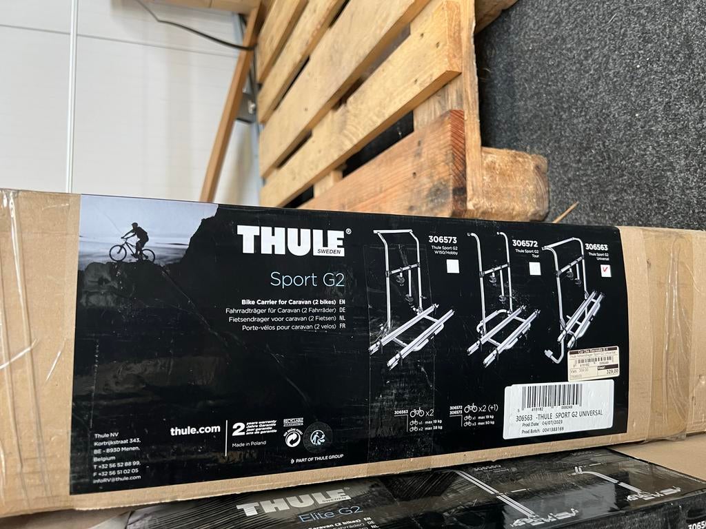 Thule Sport G2 fietsendrager voor caravan (2 fietsen), Caravans en Kamperen, Caravan accessoires, Ophalen, Nieuw