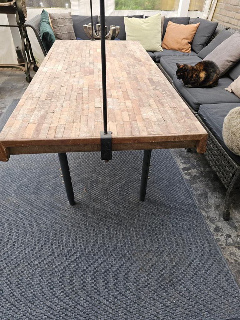 Houten tafel met verstelbare poten - 160x76 cm, Ophalen, Gebruikt, Rechthoekig, Hout