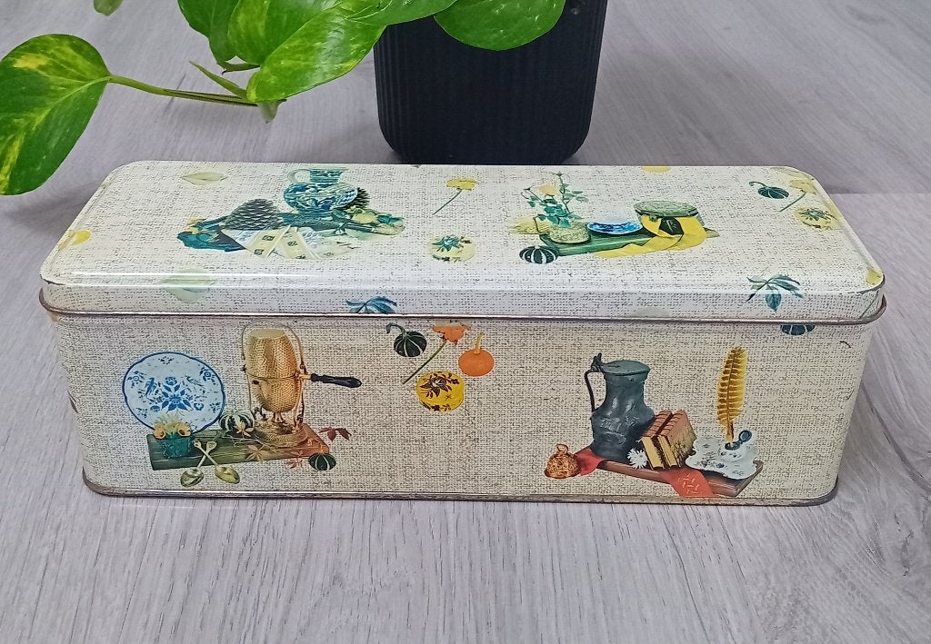 oude ontbijtkoek trommel blik france, Verzamelen, Blikken, Verzenden, Gebruikt, Overige