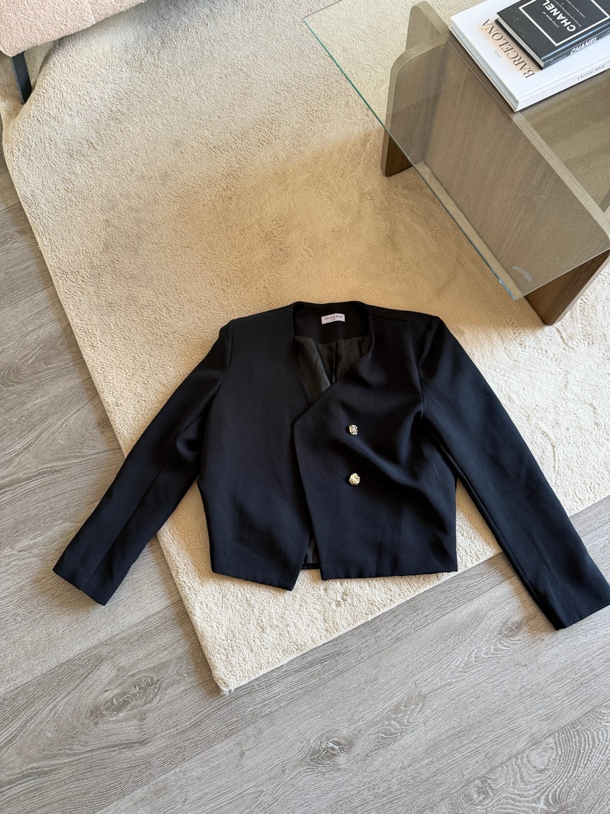 Zwarte blazer Olivia & Kate met gouden knopen, Maat 38/40 (M), Verzenden, Zwart, Zo goed als nieuw